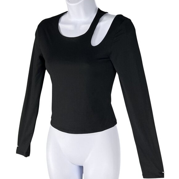 Anthropologie NWT Olive & Oak Womens S Black Long Sleeve Asymmetrical Cutout Top - Picture 6 of 16
